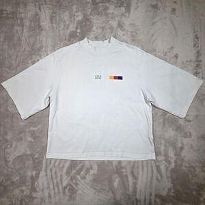 Pyer Moss Cropped Mockneck T-Shirt Mens M White Short Sleeve Portugal Made